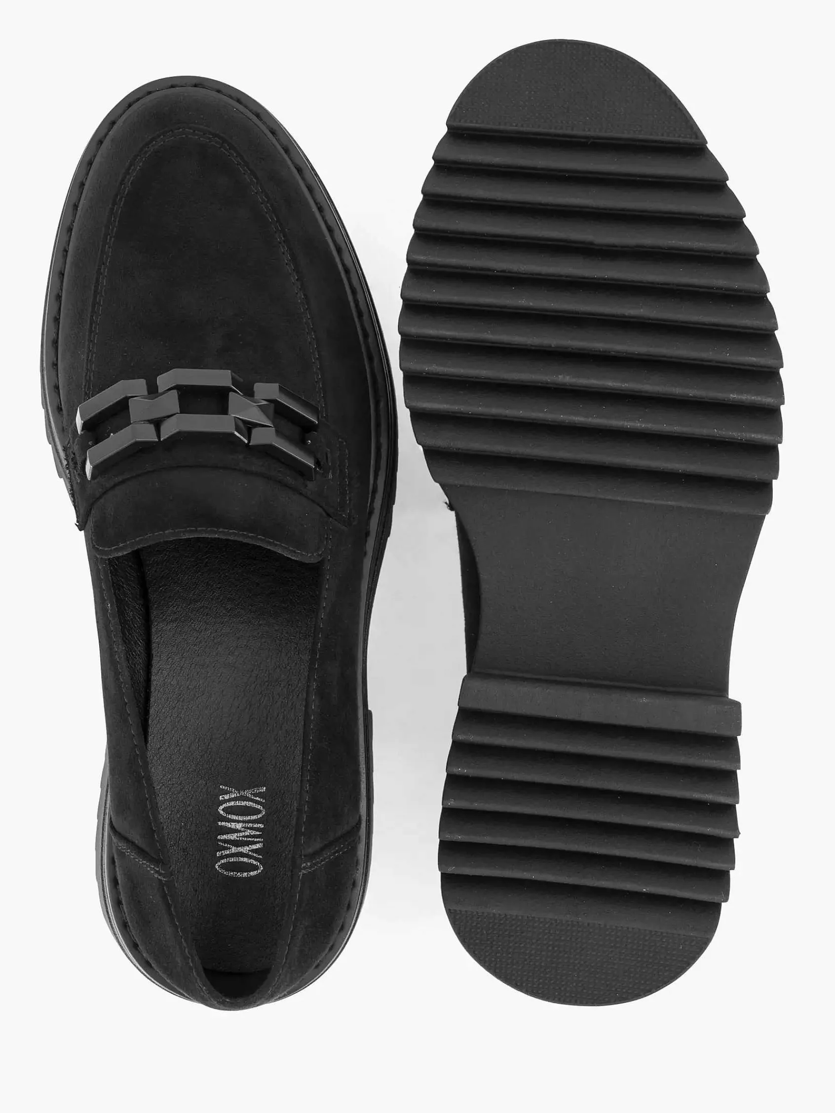 Oxmox Instappers-Zwarte Chuny Loafer Sierketting