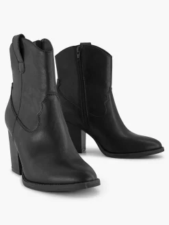 Graceland Enkellaarzen & Boots-Zwarte Cowboy Laars Hak