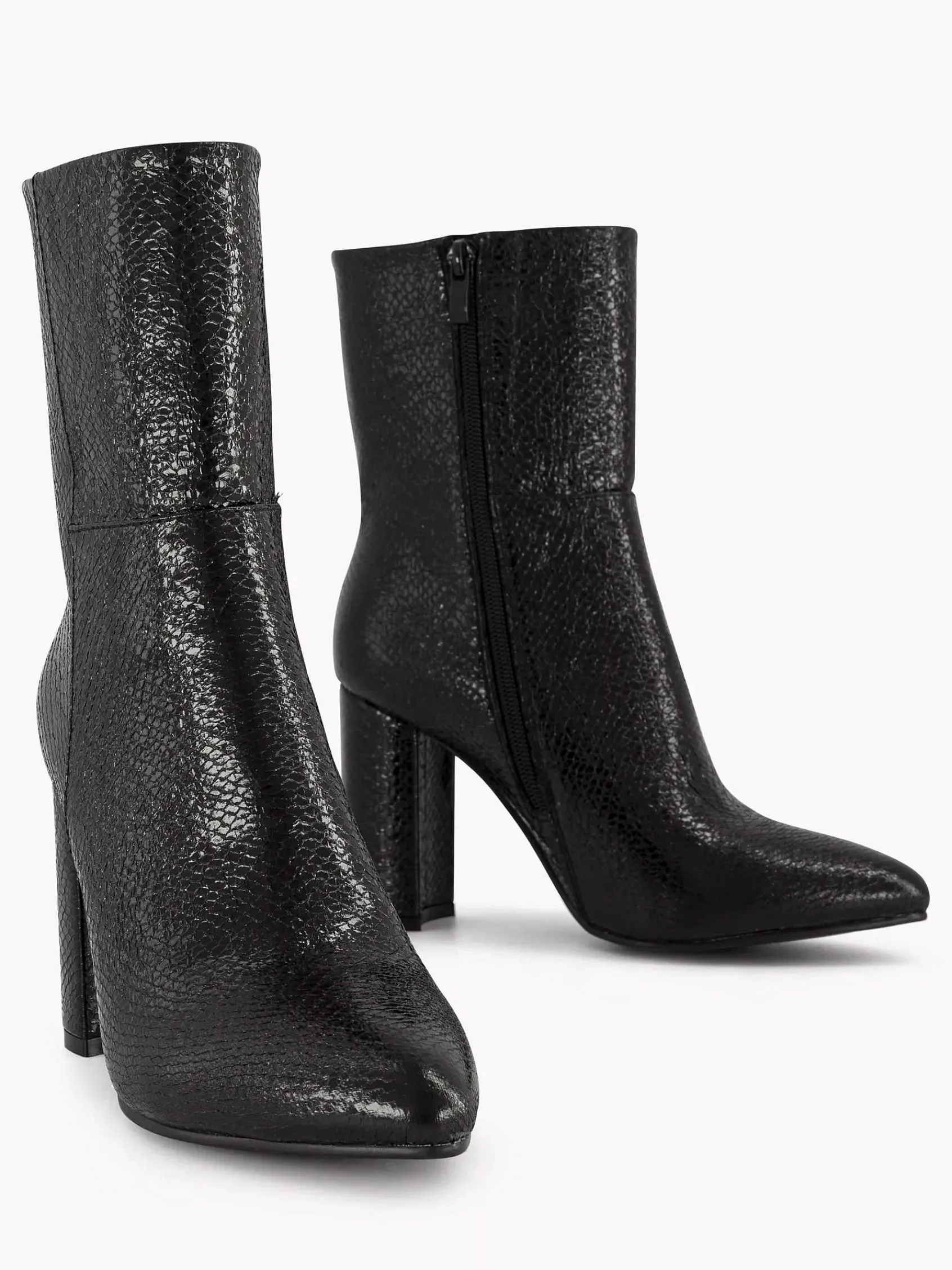 Oxmox Enkellaarzen & Boots-Zwarte Enkellaars Slangenprint