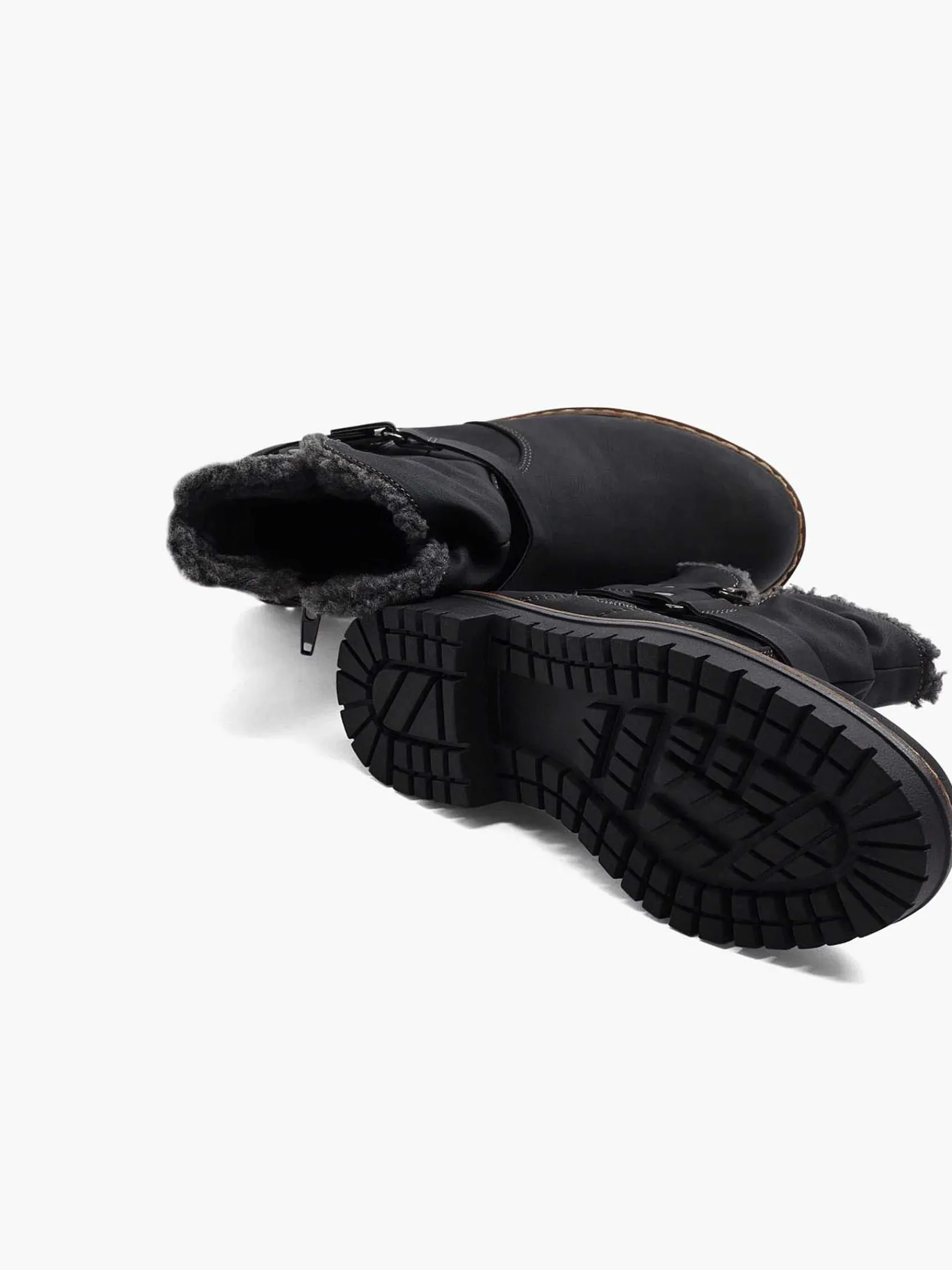Easy Street Comfort Schoenen-Zwarte Enkellaars Warm Gevoerd
