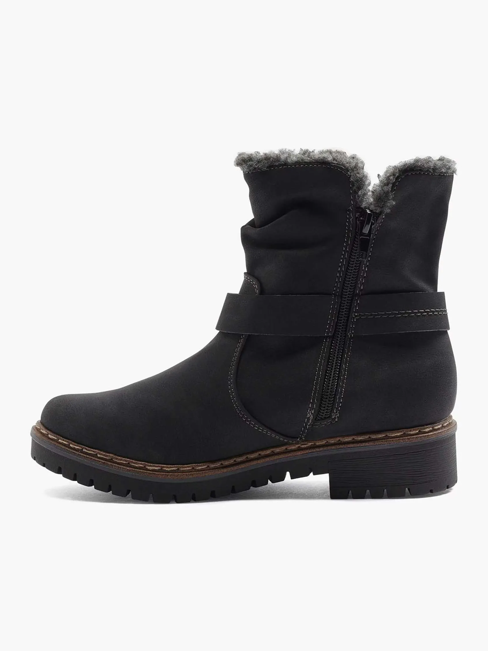 Easy Street Comfort Schoenen-Zwarte Enkellaars Warm Gevoerd