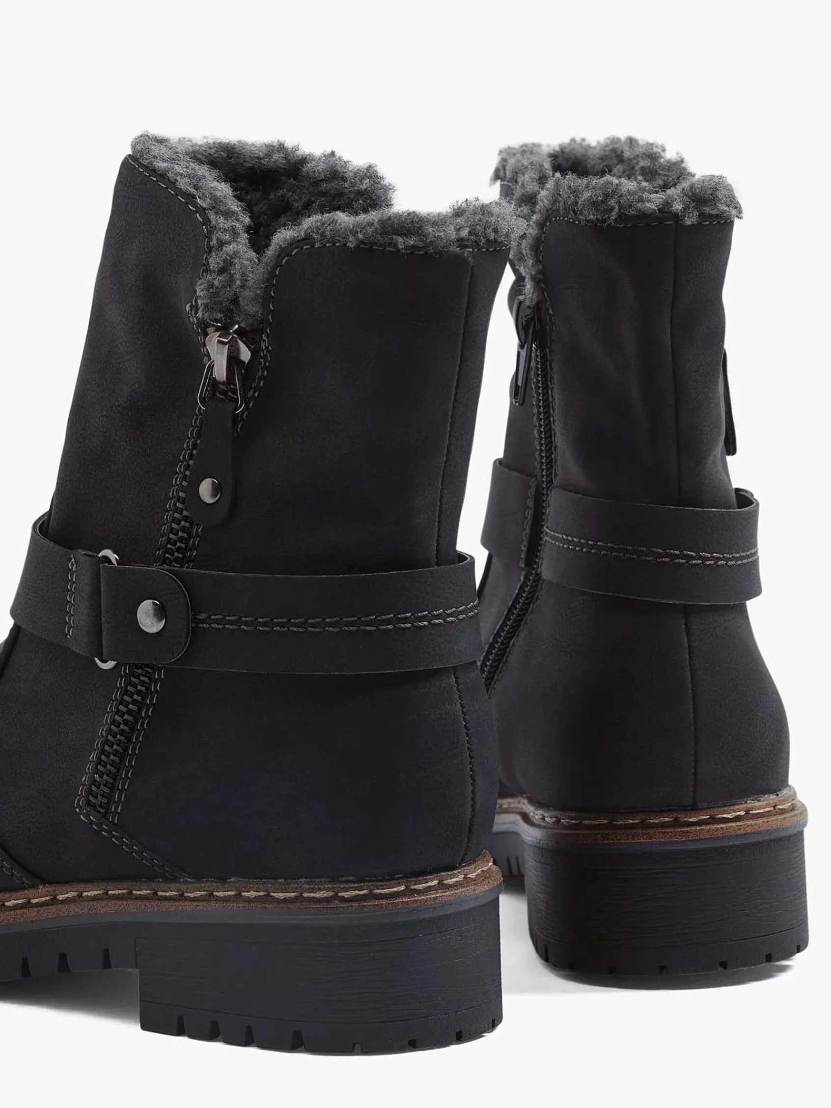 Easy Street Comfort Schoenen-Zwarte Enkellaars Warm Gevoerd