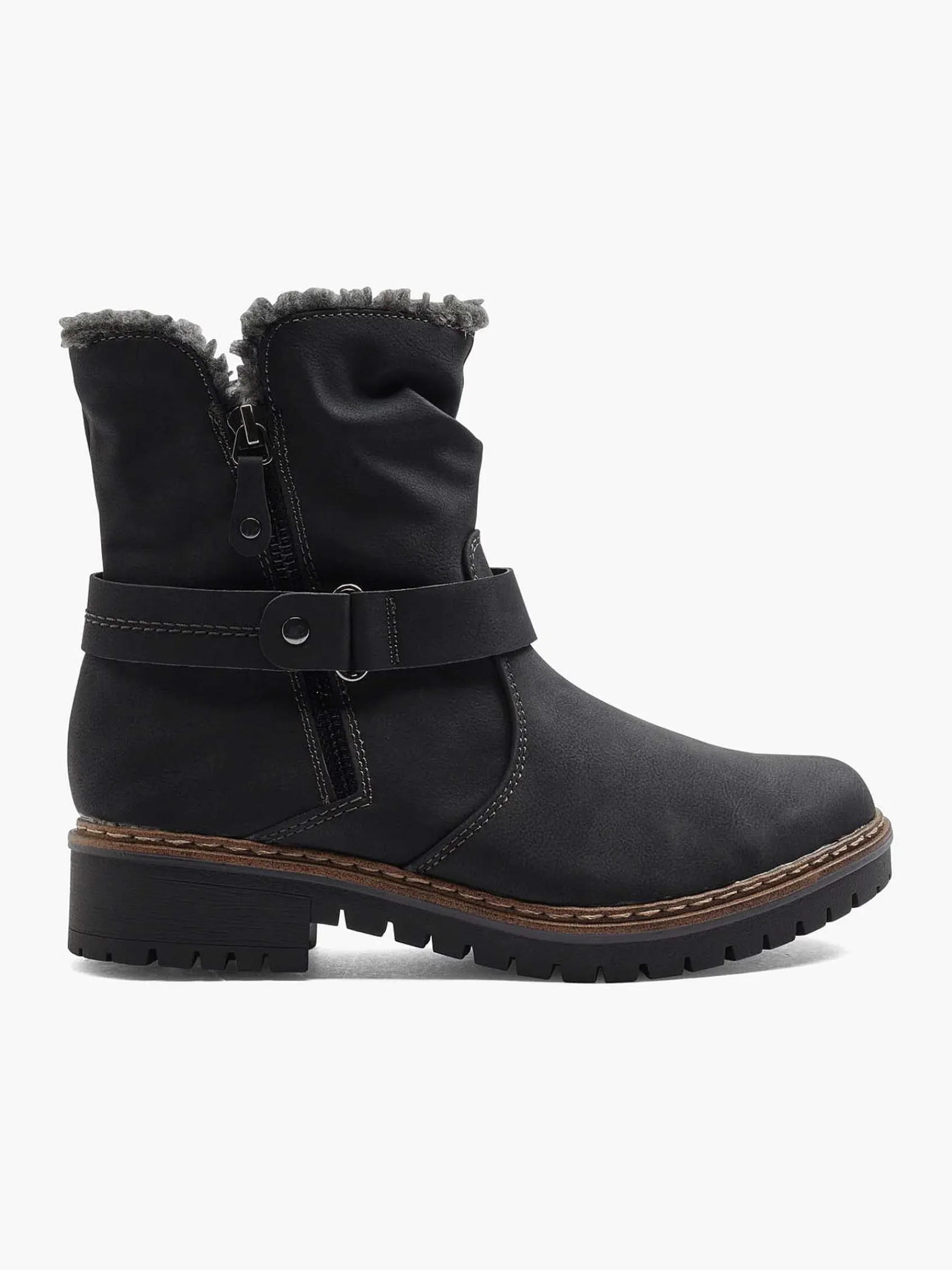 Easy Street Comfort Schoenen-Zwarte Enkellaars Warm Gevoerd