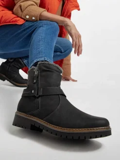 Easy Street Comfort Schoenen-Zwarte Enkellaars Warm Gevoerd