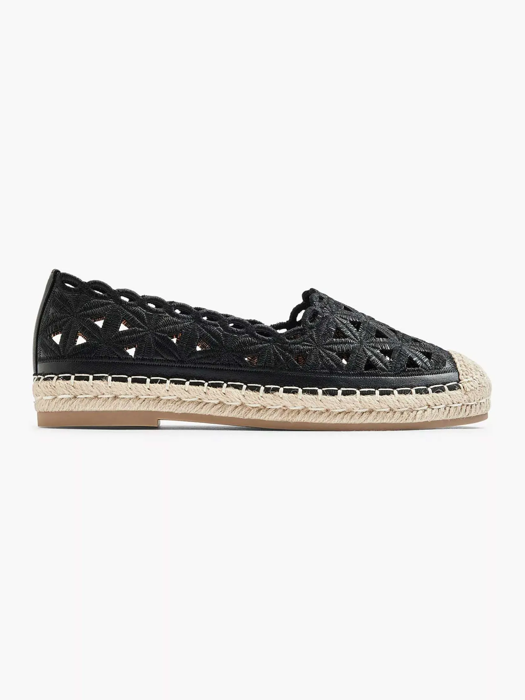 Graceland Instappers-Zwarte Espadrille Kant