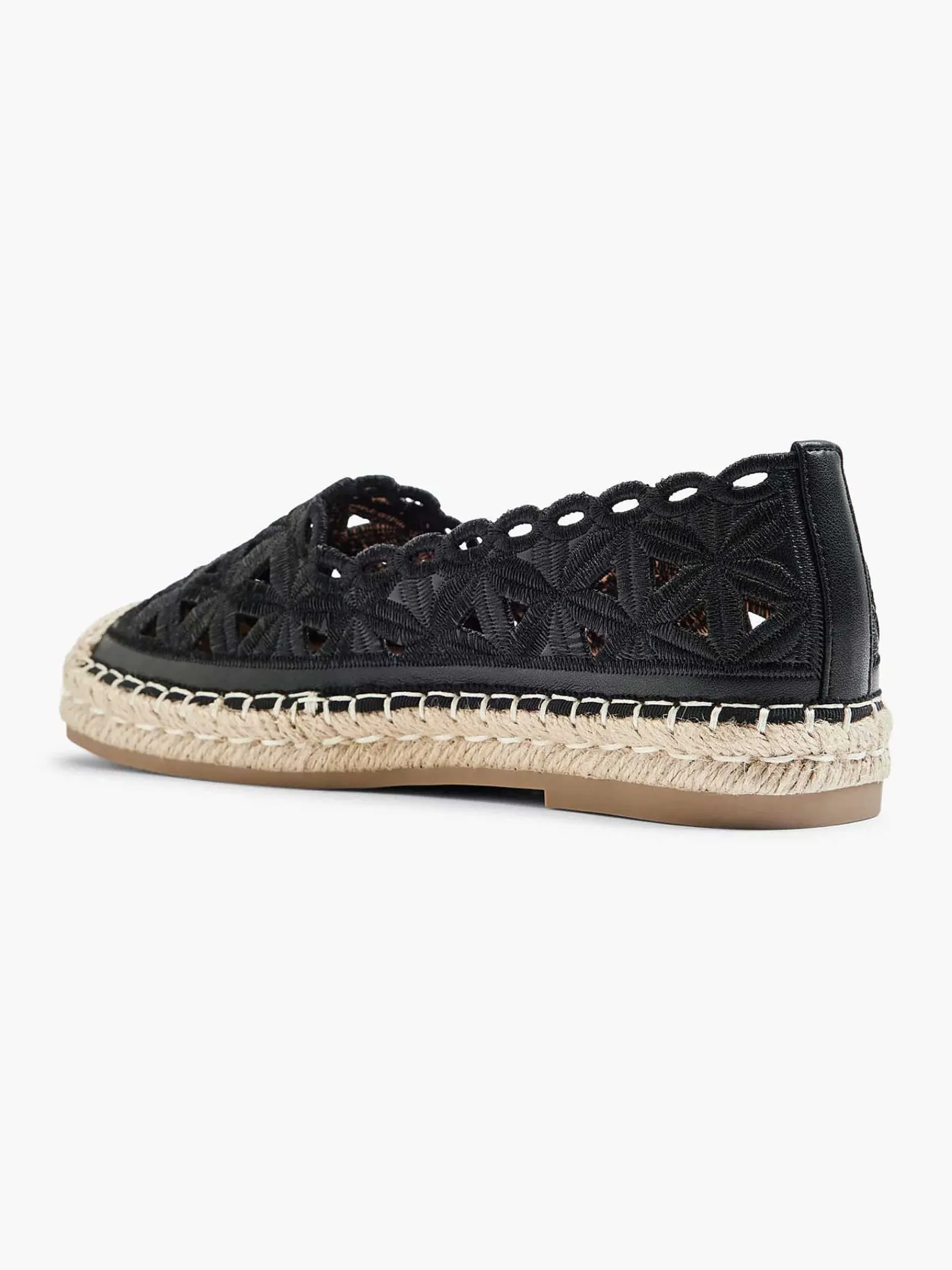 Graceland Instappers-Zwarte Espadrille Kant