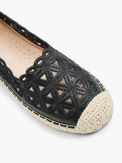 Graceland Instappers-Zwarte Espadrille Kant