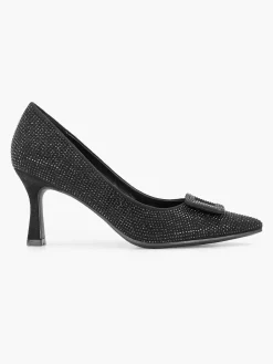 Graceland Hoge Hakken-Zwarte Glitter Pump Gesp