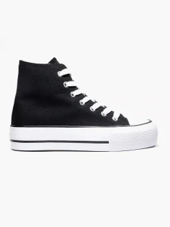 Graceland Sneakers-Zwarte Hoge Canvas Sneaker