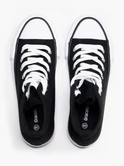 Graceland Sneakers-Zwarte Hoge Canvas Sneaker