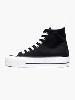 Graceland Sneakers-Zwarte Hoge Canvas Sneaker