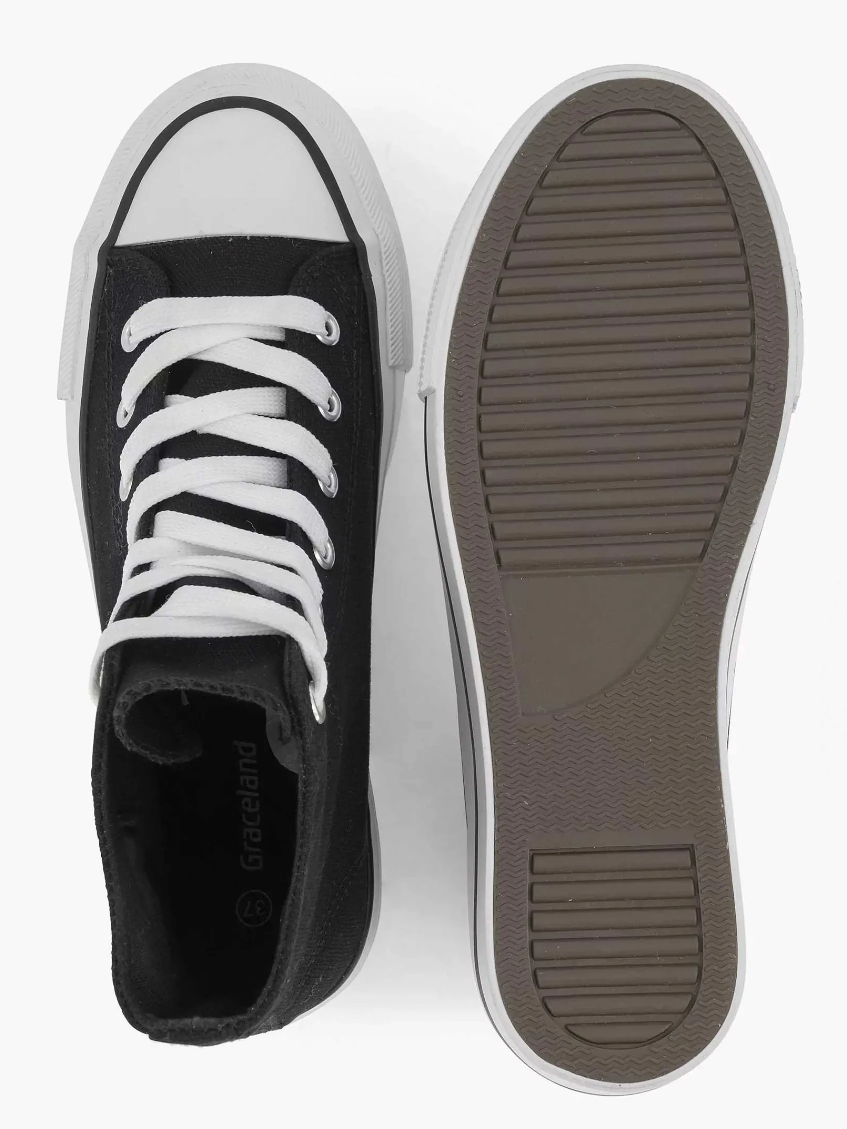 Graceland Sneakers-Zwarte Hoge Canvas Sneaker