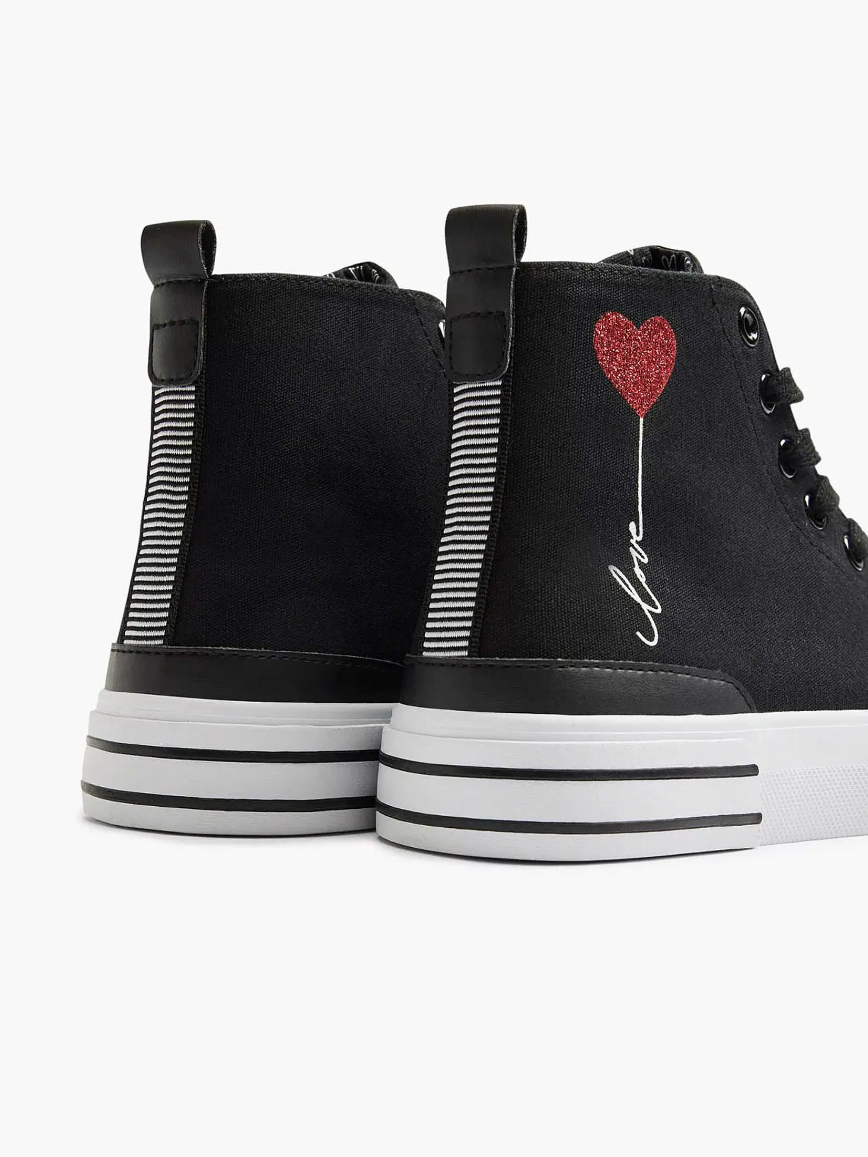 Graceland Sneakers-Zwarte Hoge Canvas Sneaker Hartje
