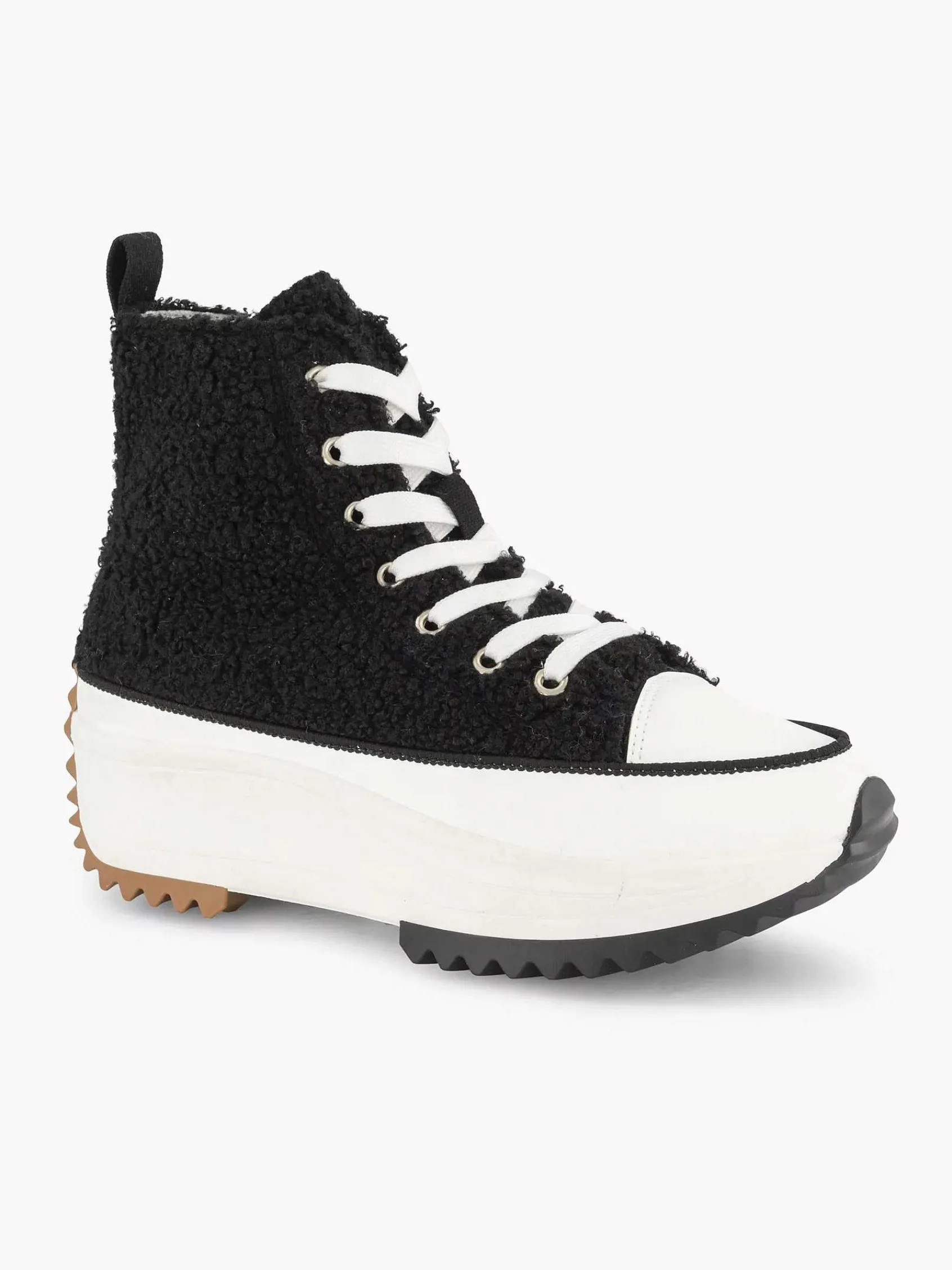 Oxmox Sneakers-Zwarte Hoge Platform Sneaker Teddy