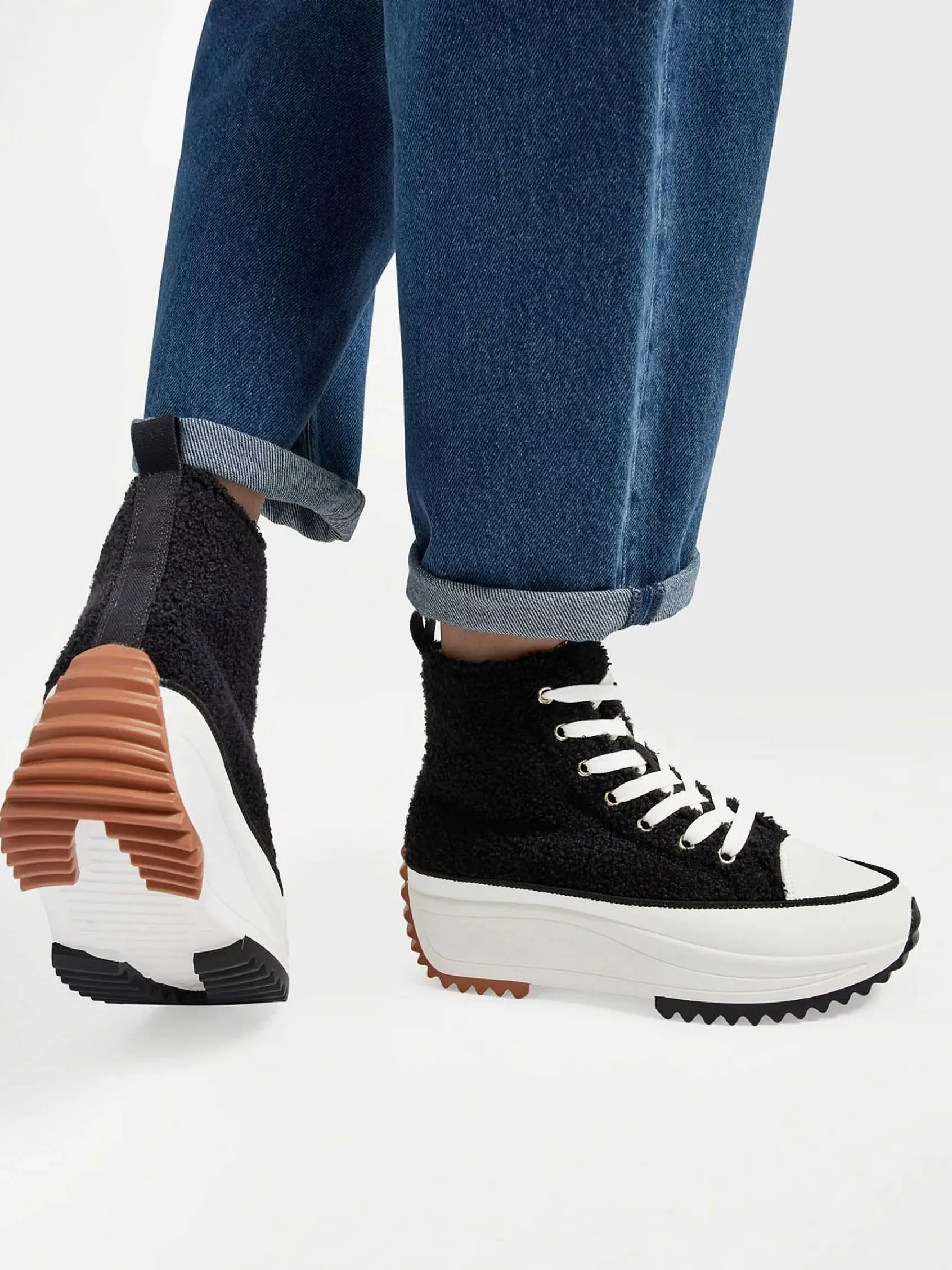 Oxmox Sneakers-Zwarte Hoge Platform Sneaker Teddy