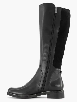 Medicus Comfort Schoenen-Zwarte Lange Leren Comfort Laars Elastiek