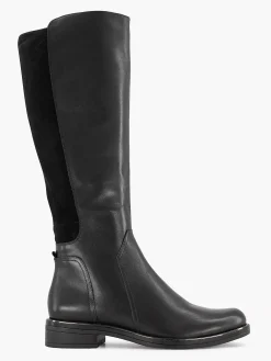 Medicus Comfort Schoenen-Zwarte Lange Leren Comfort Laars Elastiek