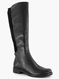 Medicus Comfort Schoenen-Zwarte Lange Leren Comfort Laars Elastiek