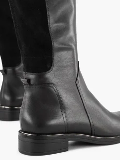Medicus Comfort Schoenen-Zwarte Lange Leren Comfort Laars Elastiek