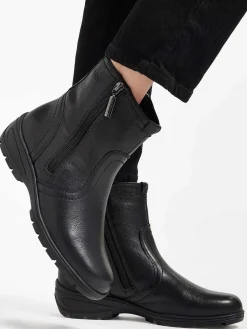 Medicus Comfort Schoenen-Zwarte Leren Comfort Enkelboot
