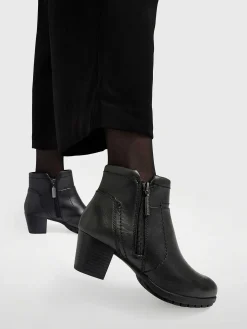 Medicus Comfort Schoenen-Zwarte Leren Comfort Enkellaars Hak