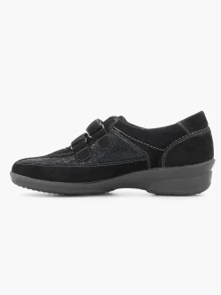 Medicus Comfort Schoenen-Zwarte Leren Comfort Instapper Klittenband