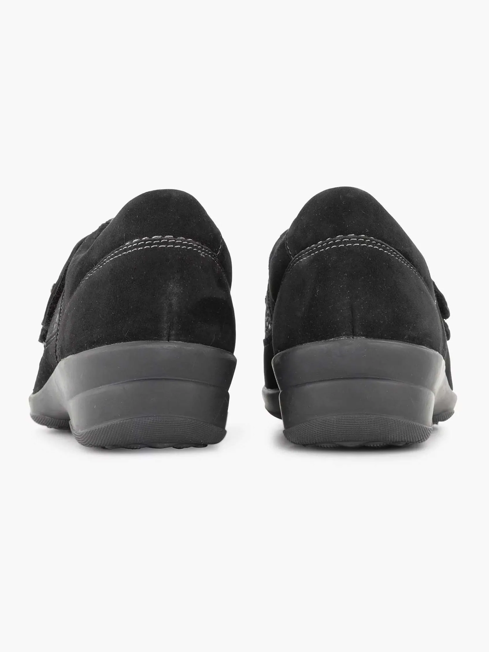 Medicus Comfort Schoenen-Zwarte Leren Comfort Instapper Klittenband