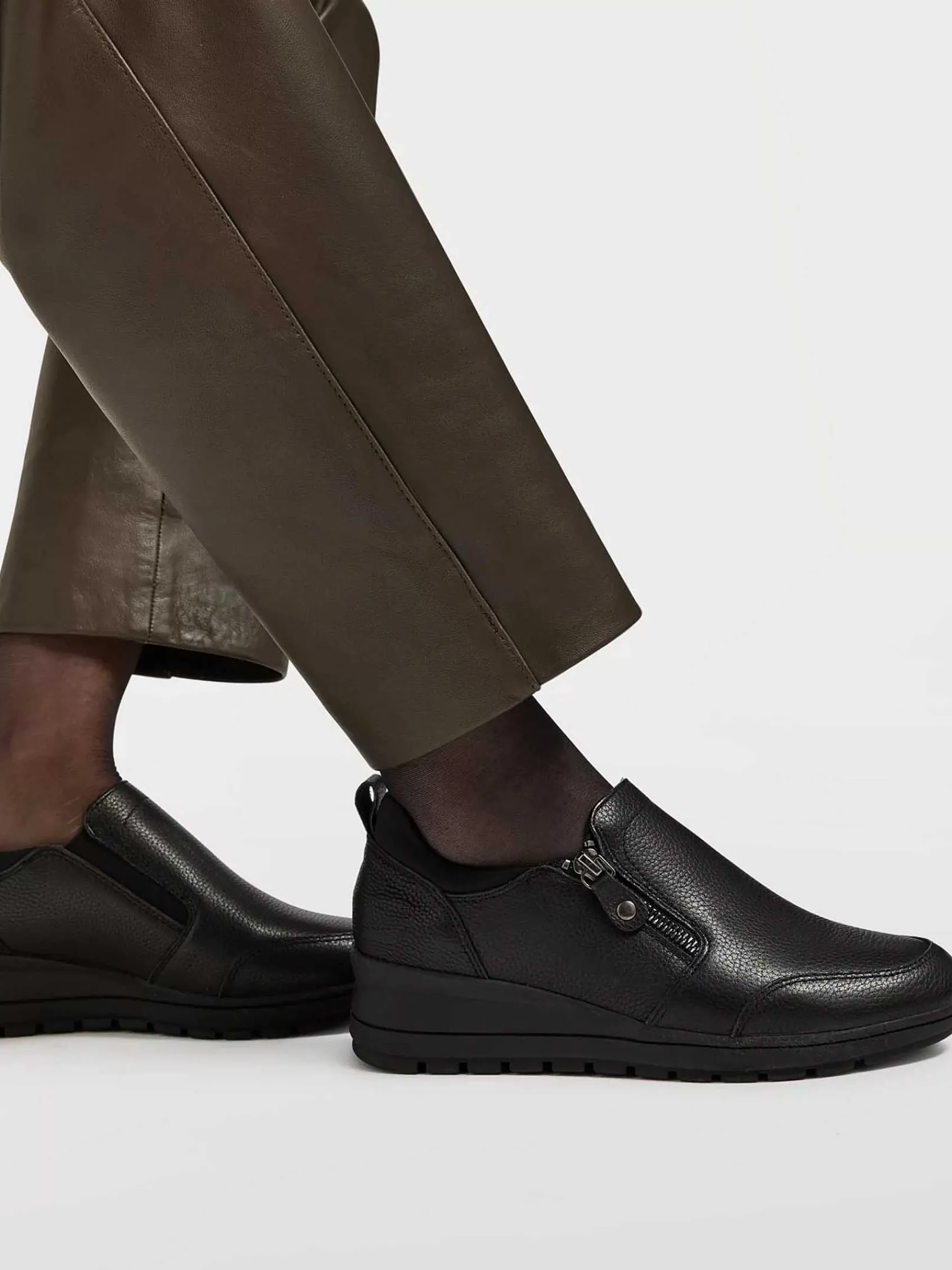 Medicus Comfort Schoenen-Zwarte Leren Comfort Instapper