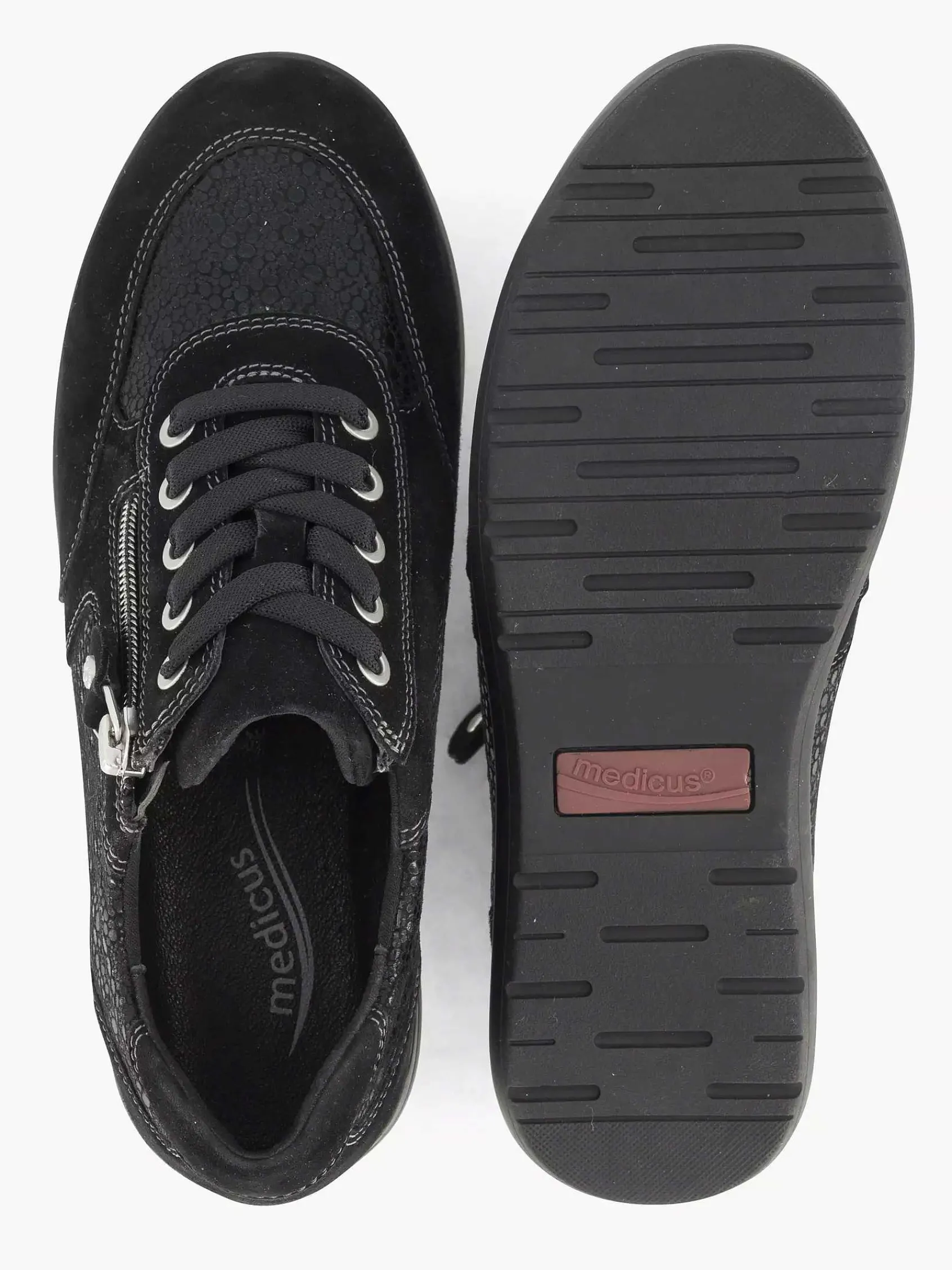 Medicus Comfort Schoenen-Zwarte Leren Comfort Sneaker