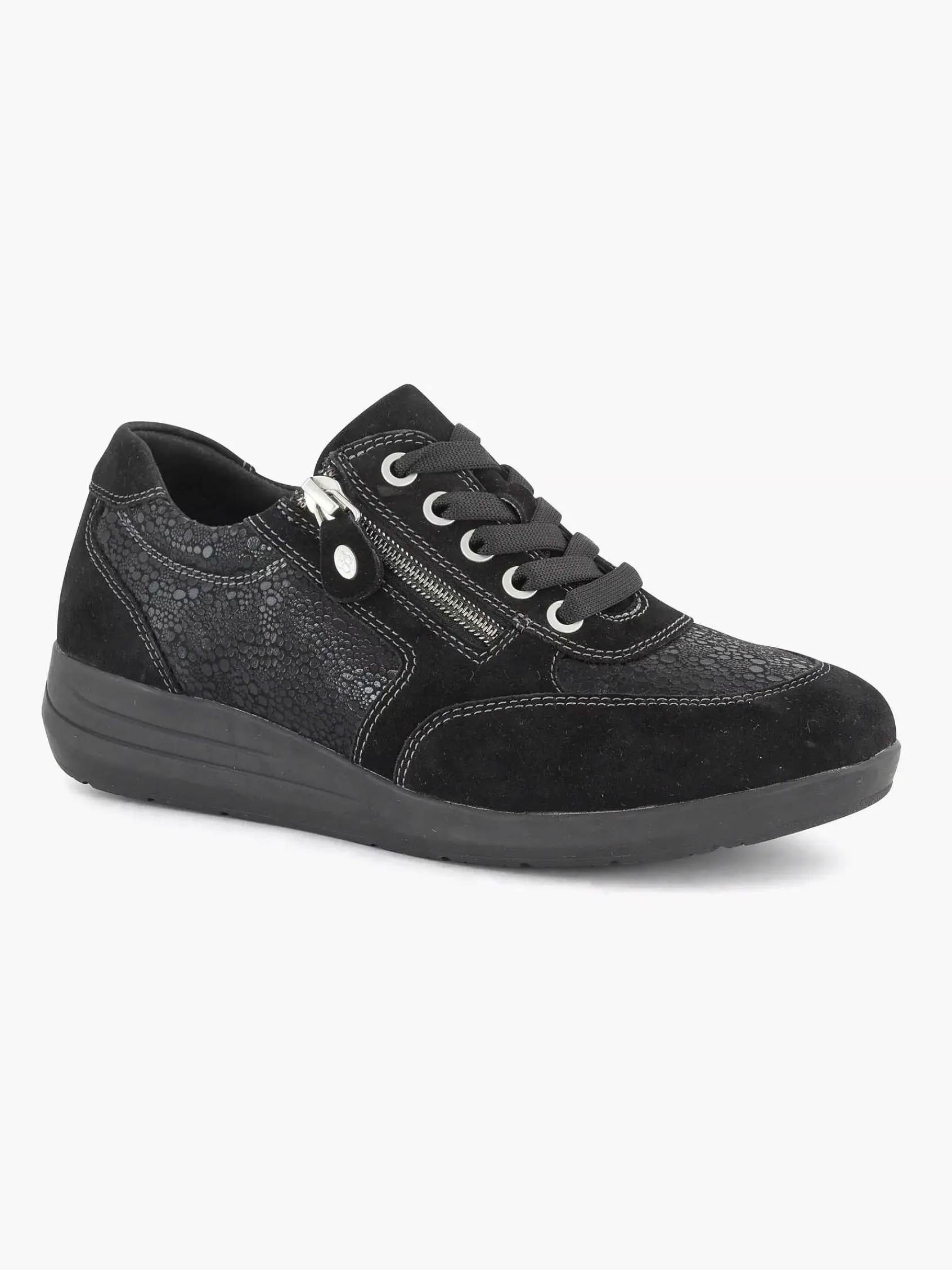 Medicus Comfort Schoenen-Zwarte Leren Comfort Sneaker
