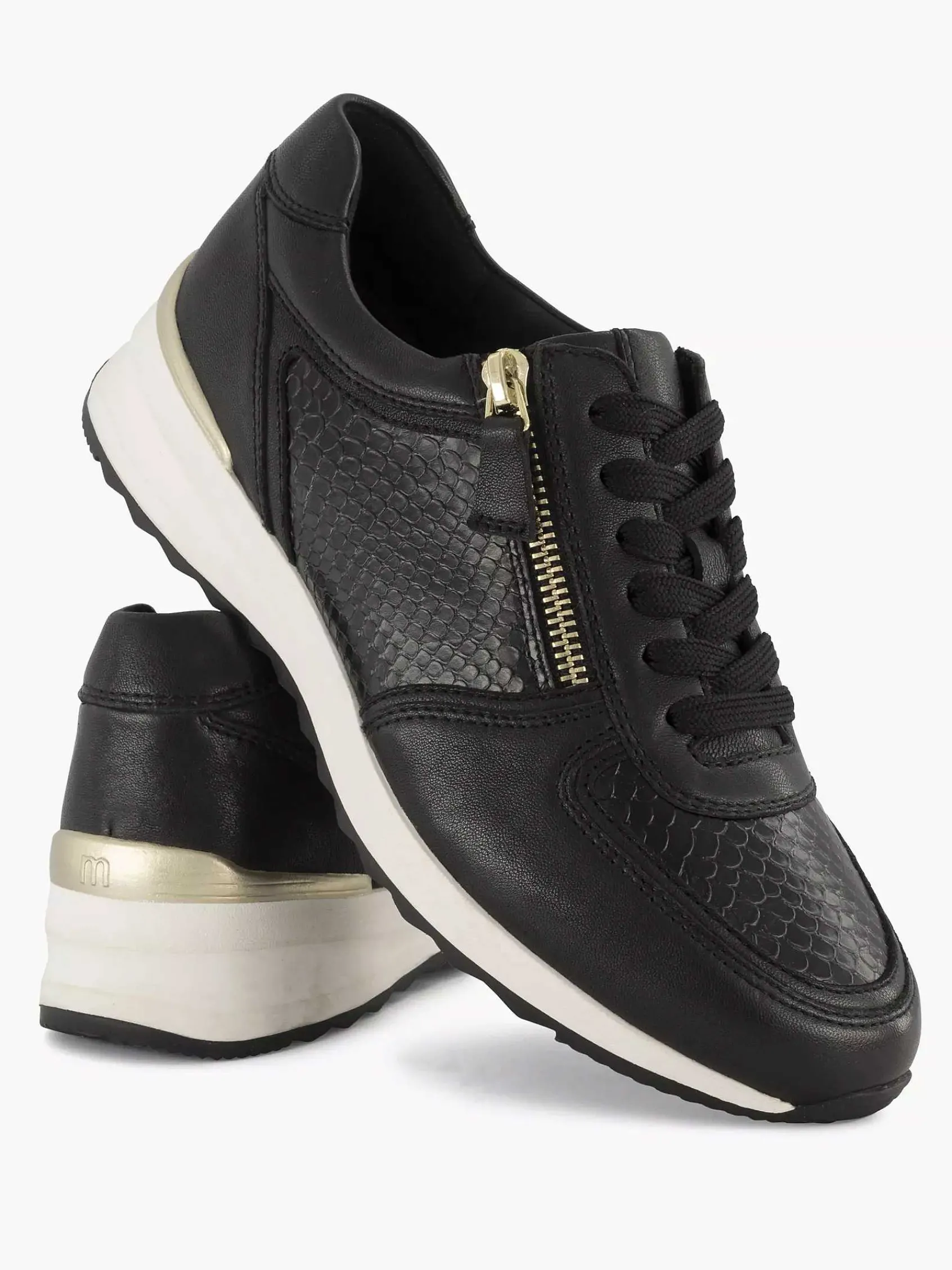 Medicus Comfort Schoenen-Zwarte Leren Comfort Sneaker