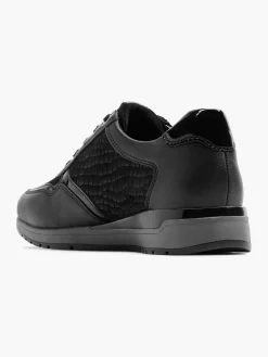 Medicus Comfort Schoenen-Zwarte Leren Comfort Veterschoen