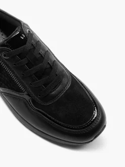 Medicus Comfort Schoenen-Zwarte Leren Comfort Veterschoen