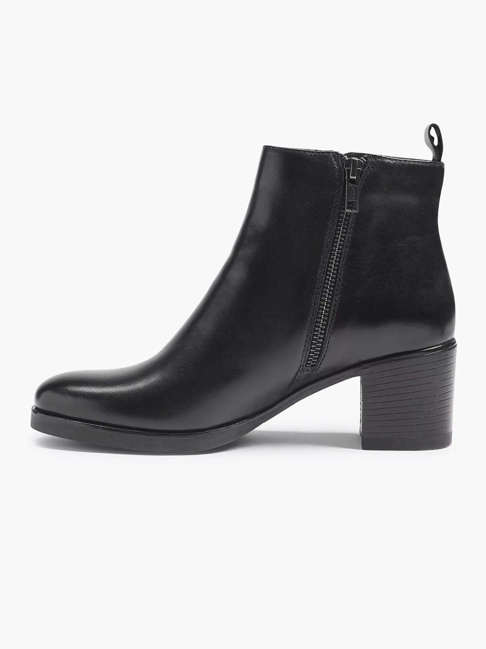 5th Avenue Enkellaarzen & Boots-Zwarte Leren Enkellaars Hak
