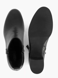 5th Avenue Enkellaarzen & Boots-Zwarte Leren Enkellaars Hak