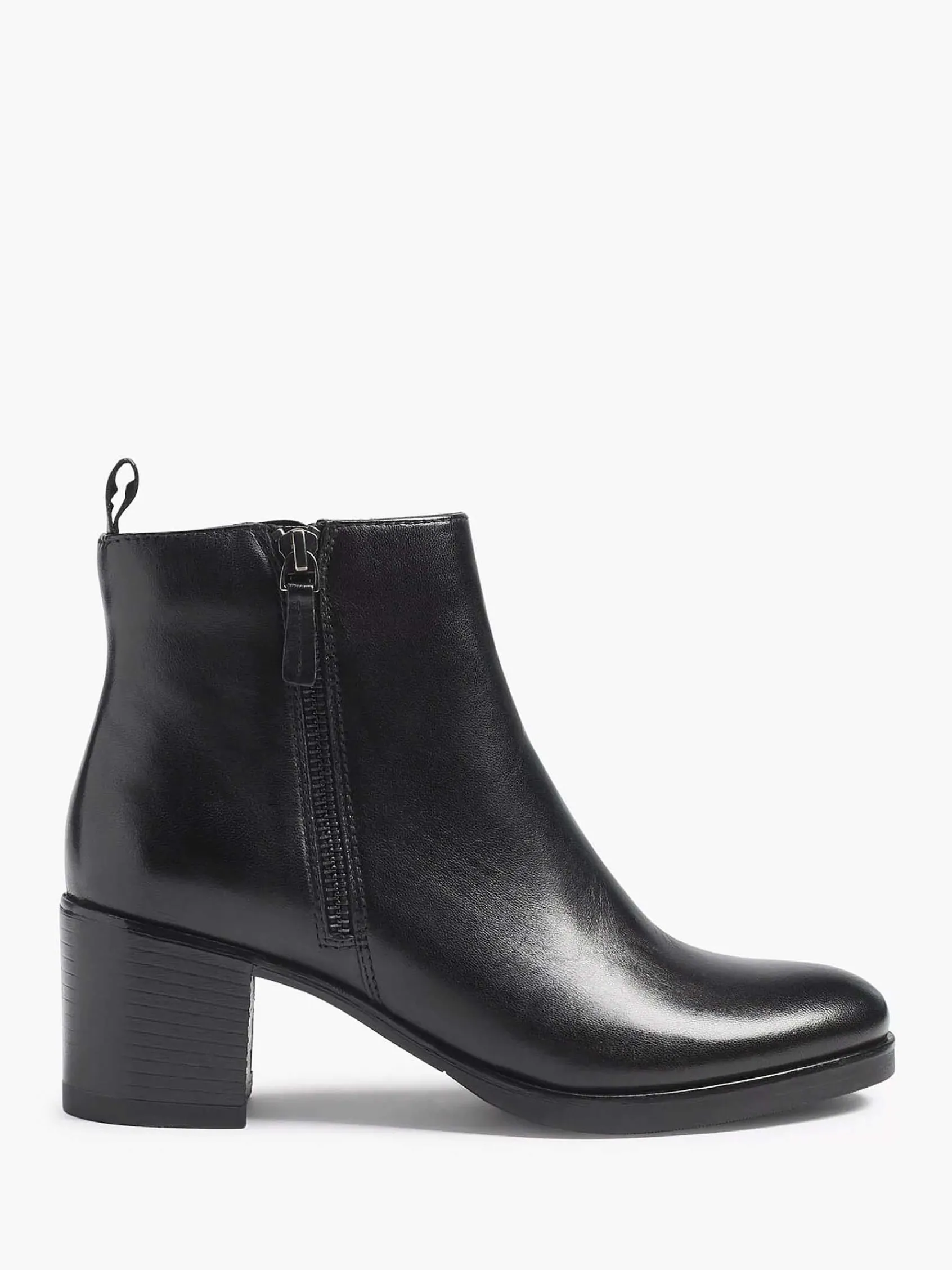 5th Avenue Enkellaarzen & Boots-Zwarte Leren Enkellaars Hak