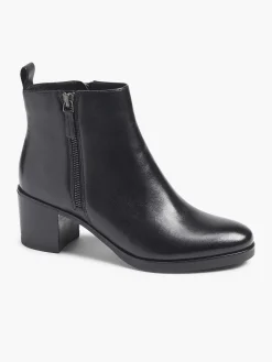 5th Avenue Enkellaarzen & Boots-Zwarte Leren Enkellaars Hak
