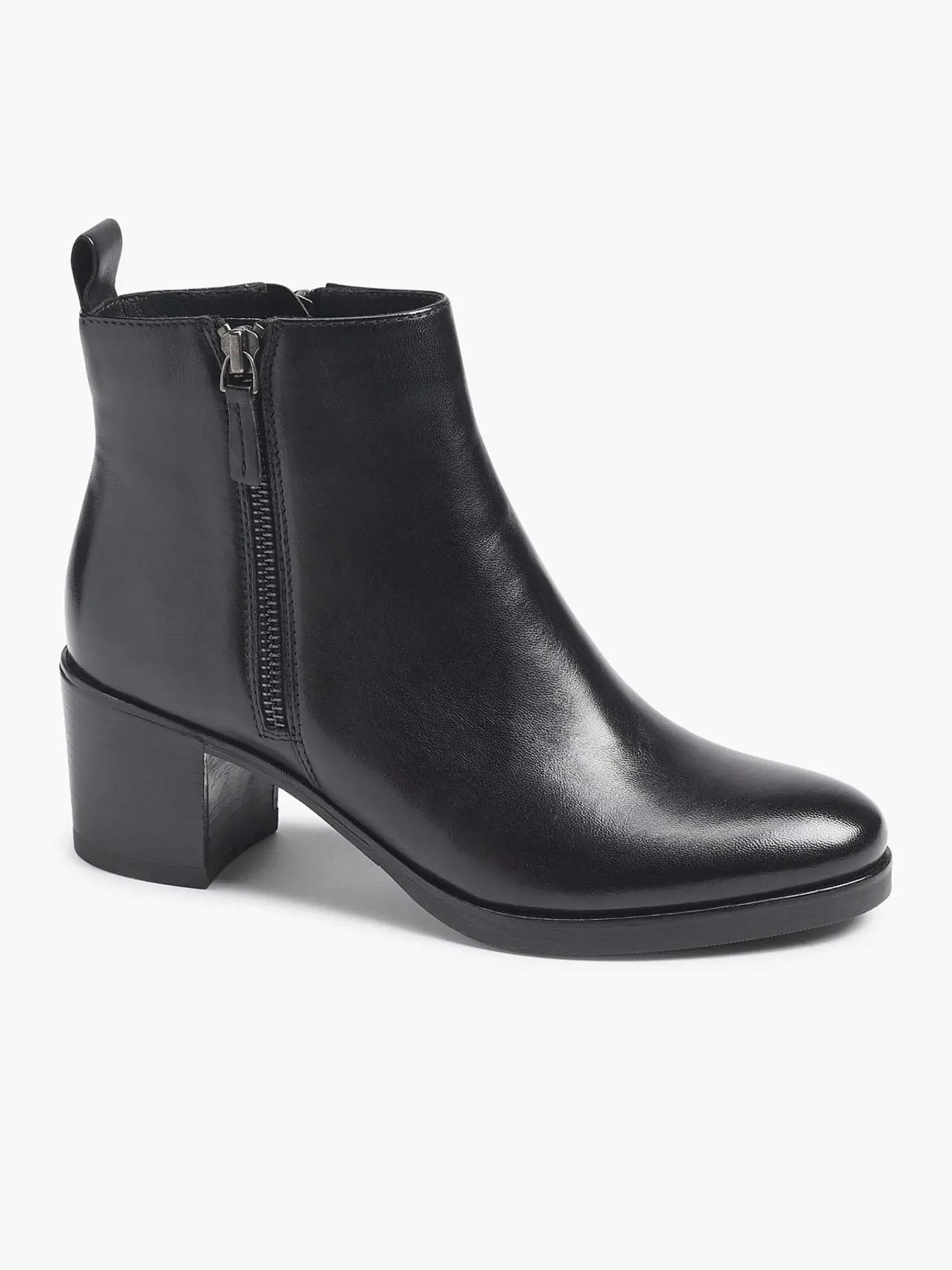 5th Avenue Enkellaarzen & Boots-Zwarte Leren Enkellaars Hak