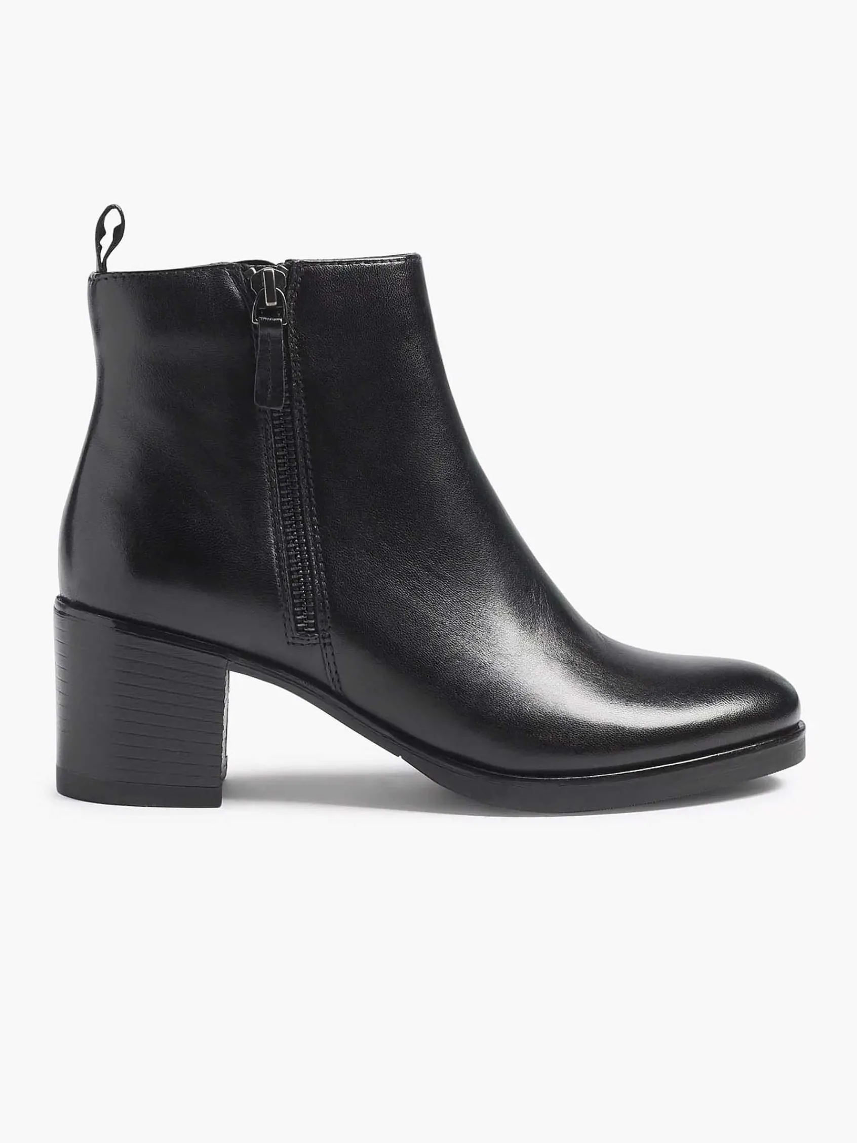 5th Avenue Enkellaarzen & Boots-Zwarte Leren Enkellaars Hak
