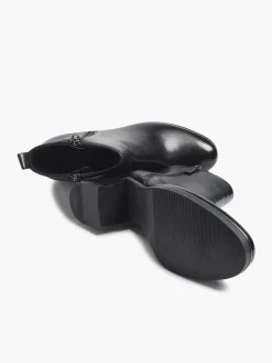5th Avenue Enkellaarzen & Boots-Zwarte Leren Enkellaars Hak