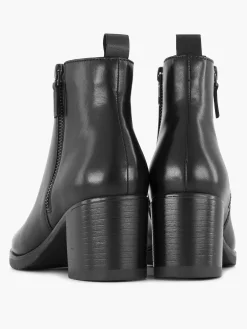 5th Avenue Enkellaarzen & Boots-Zwarte Leren Enkellaars Hak