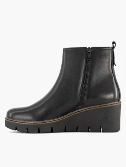 5th Avenue Enkellaarzen & Boots-Zwarte Leren Enkellaars Sleehak
