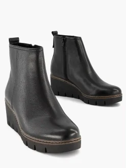 5th Avenue Enkellaarzen & Boots-Zwarte Leren Enkellaars Sleehak