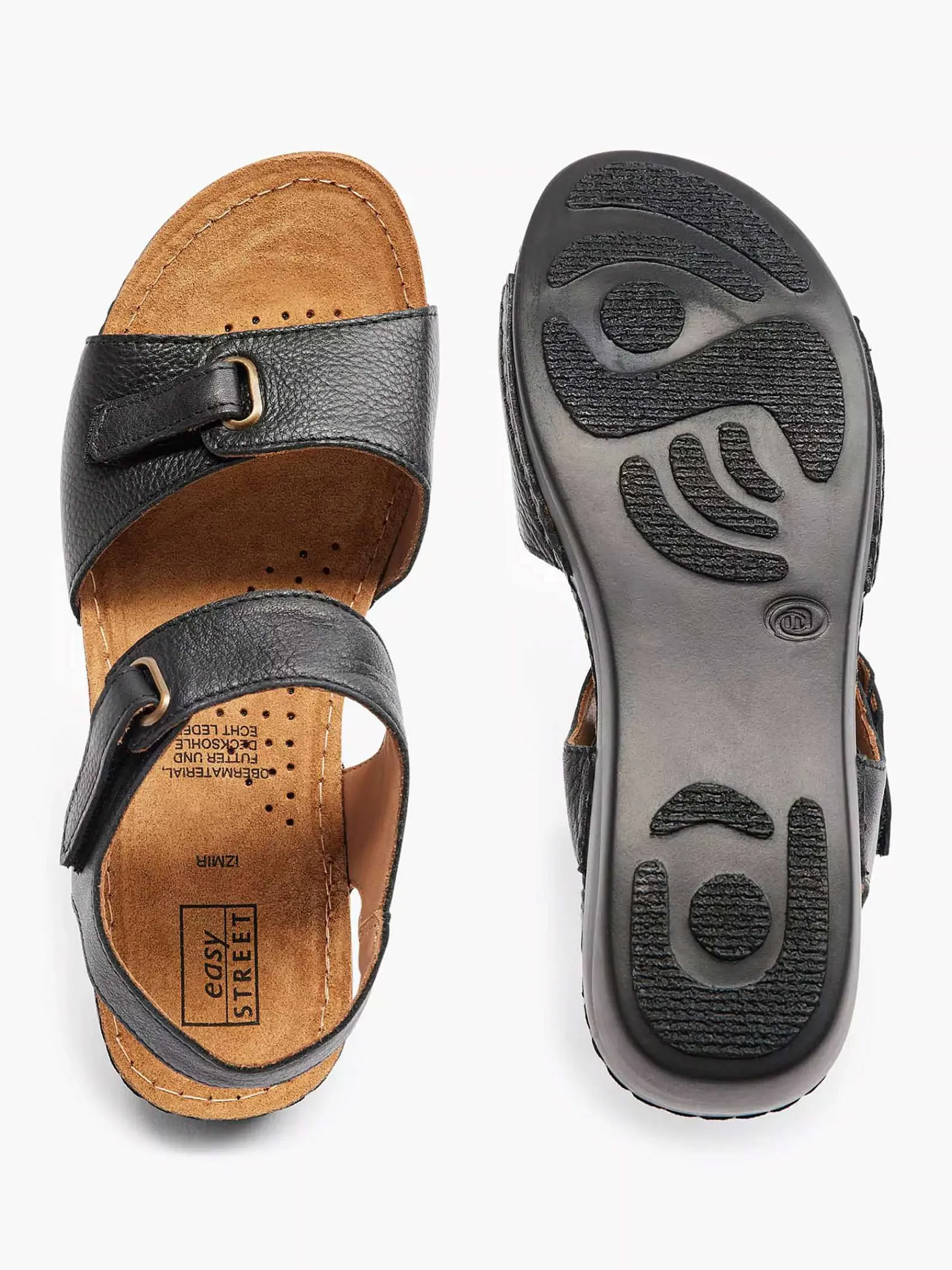 Easy Street Comfort Schoenen-Zwarte Leren Sandaal