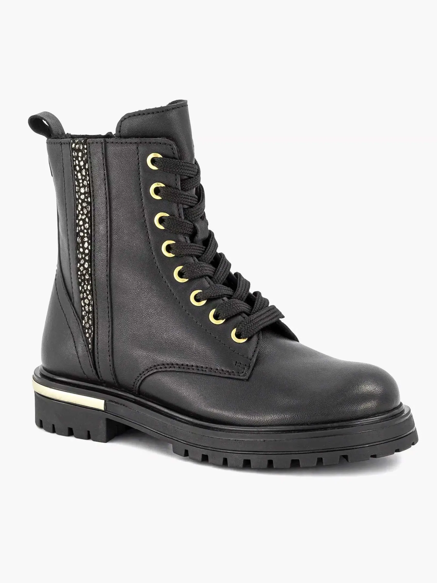 Limelight girl Jongensschoenen-Zwarte Leren Veterboot