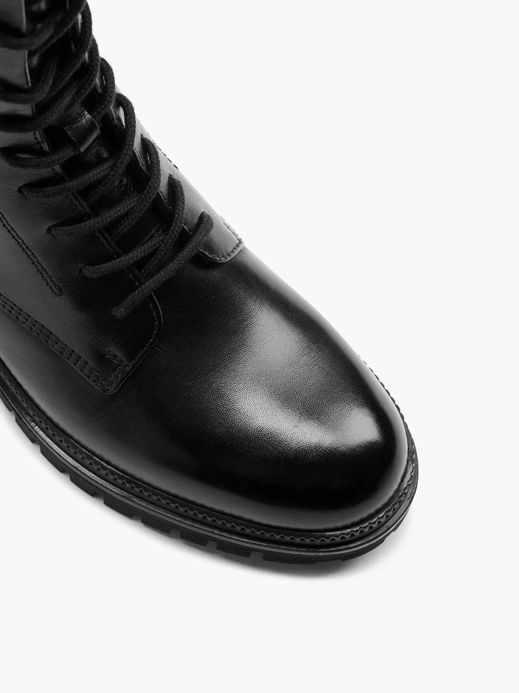 5th Avenue Enkellaarzen & Boots-Zwarte Leren Veterboot