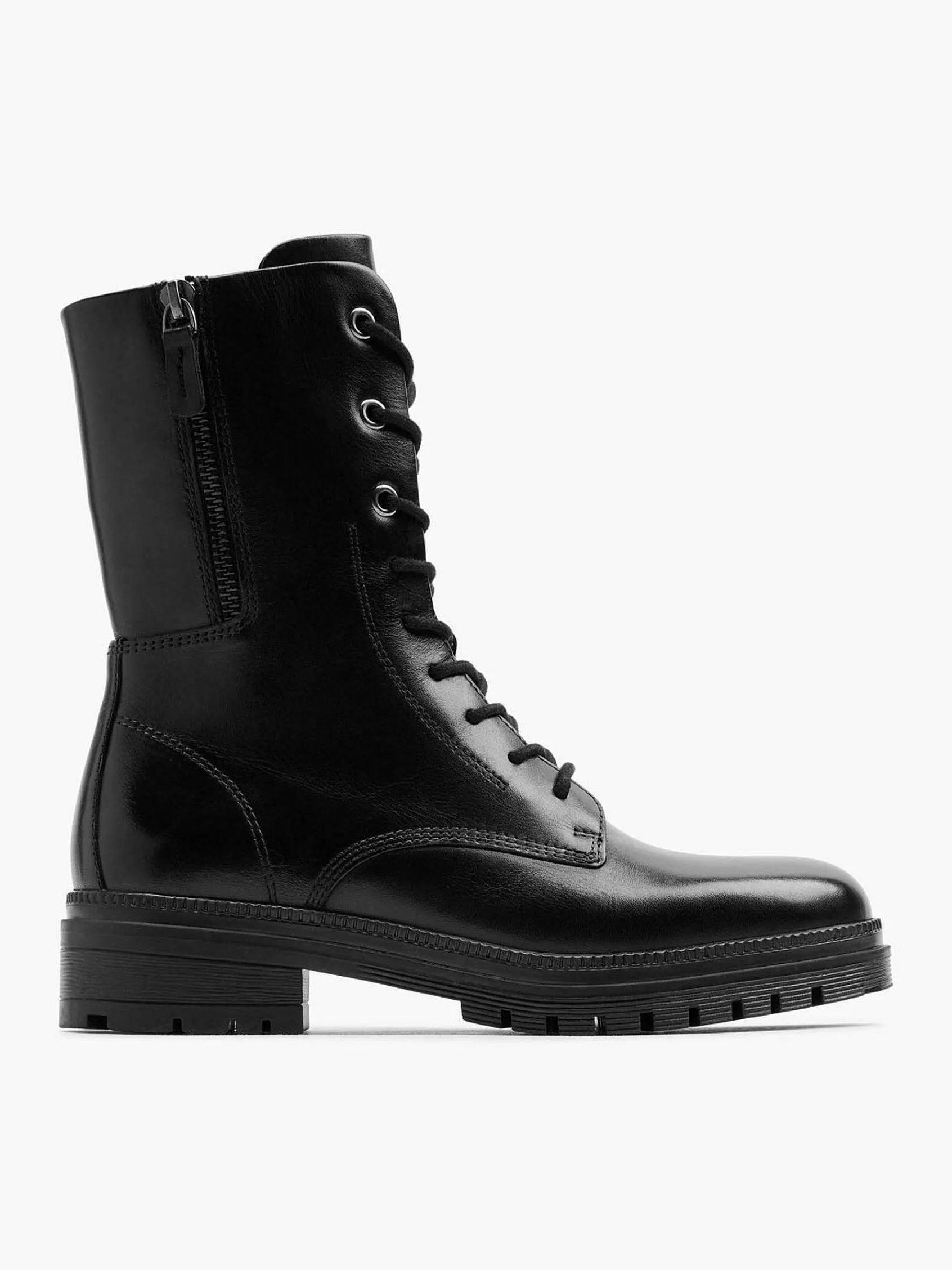 5th Avenue Enkellaarzen & Boots-Zwarte Leren Veterboot