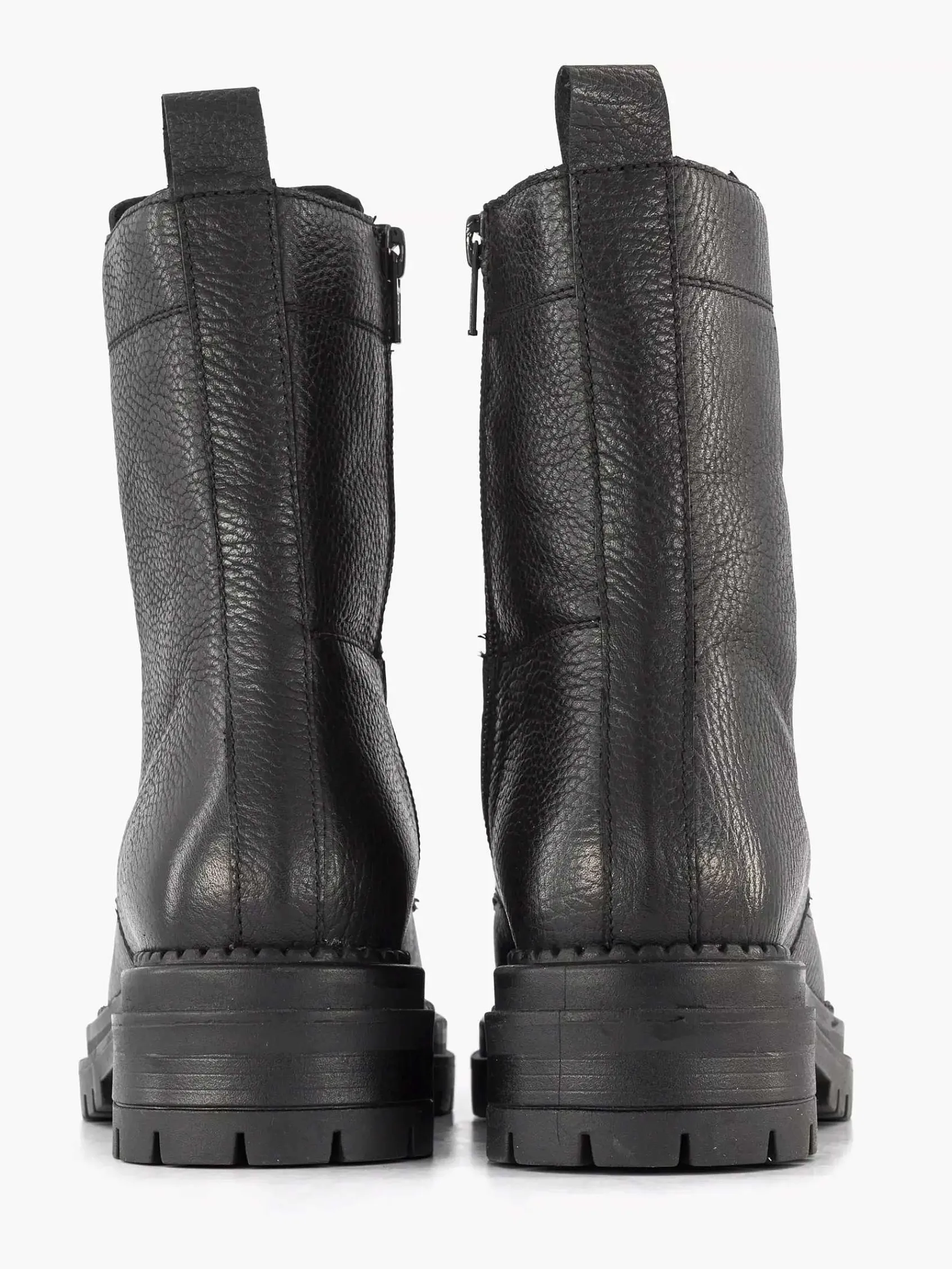 5th Avenue Enkellaarzen & Boots-Zwarte Leren Veterboot