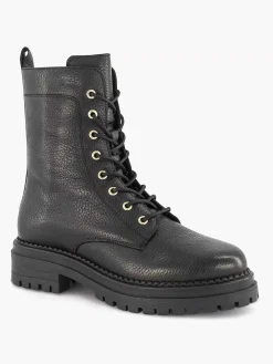 5th Avenue Enkellaarzen & Boots-Zwarte Leren Veterboot