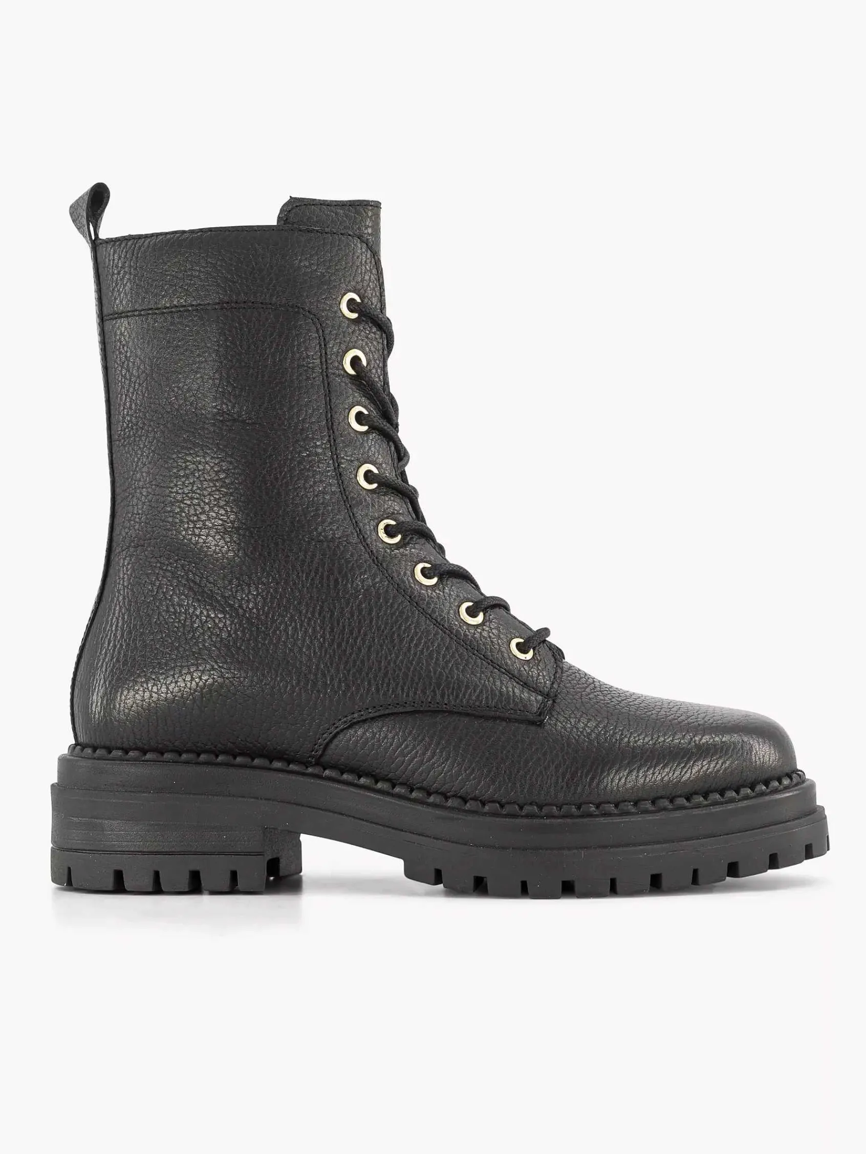 5th Avenue Enkellaarzen & Boots-Zwarte Leren Veterboot